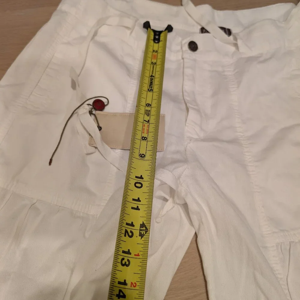 XL XCVI NWT Pants Women White Cotton Wide Leg Boho Coastal Beach Festival Tiered - Picture 6 of 8